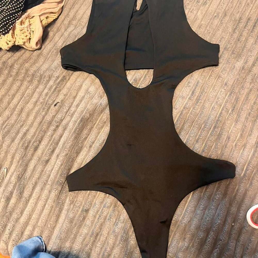 Finesse Black Cutout Bodysuit